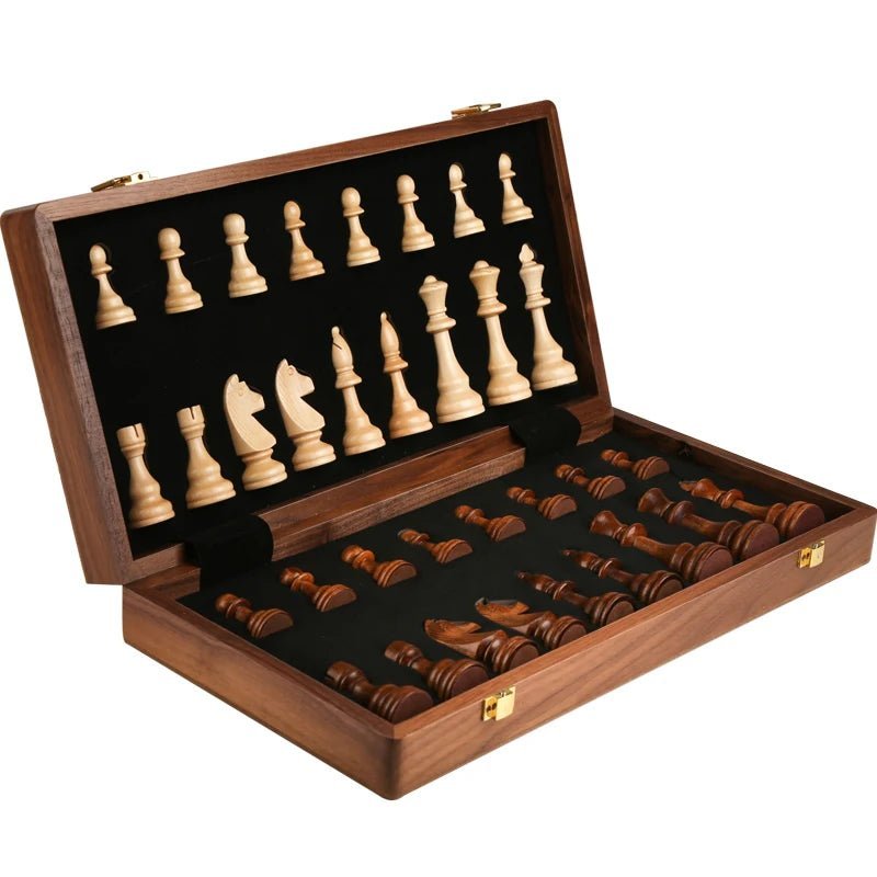 Wooden Chess Set  Foldable Walnut Board with Handcrafted Pieces - Product detail 4