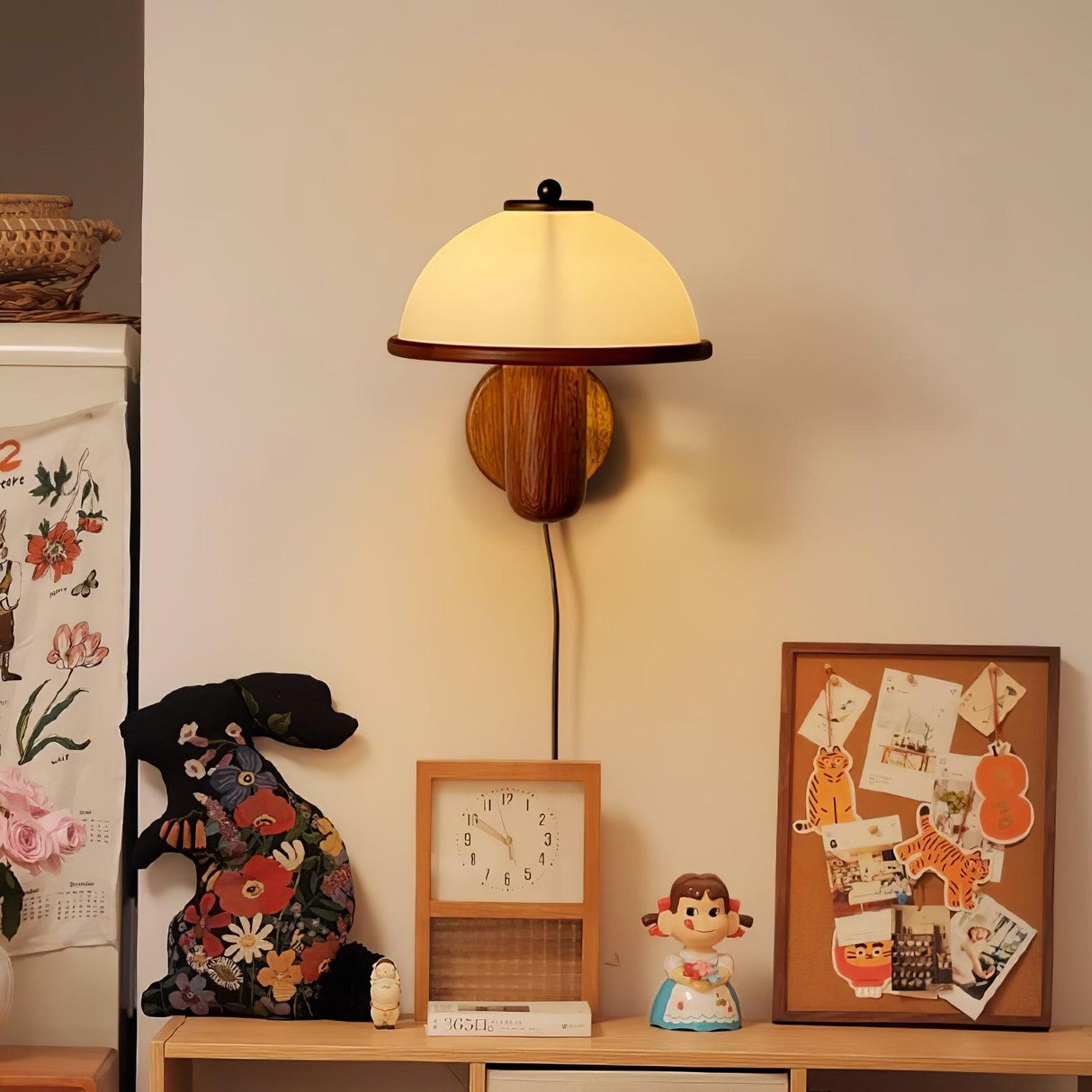 Modern Wood Wall Lamp  Oak Dome Shade Design - Product example