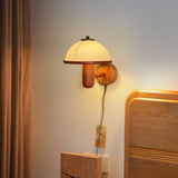 Modern Wood Wall Lamp  Oak Dome Shade Design - Detailed view