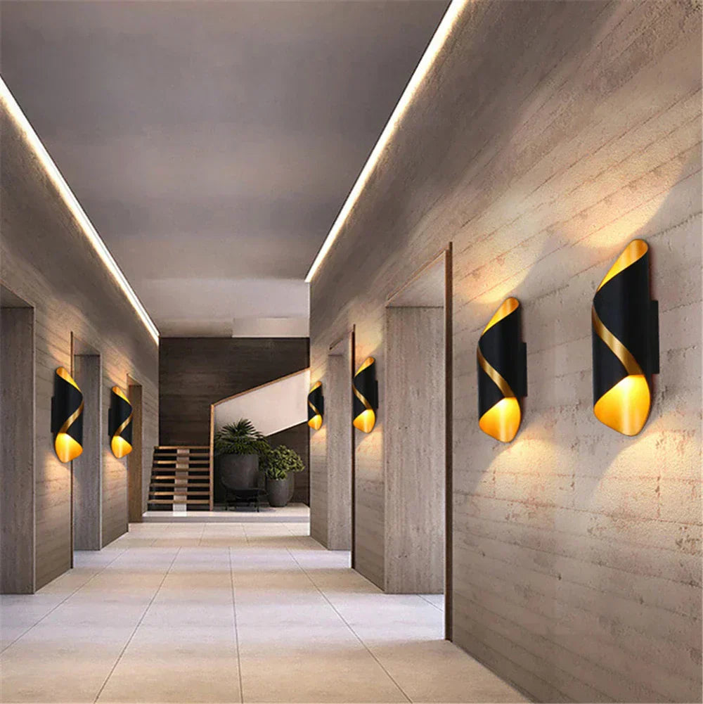 Modern Outdoor Wall Light  Black Gold Spiral Design - Product detail 4