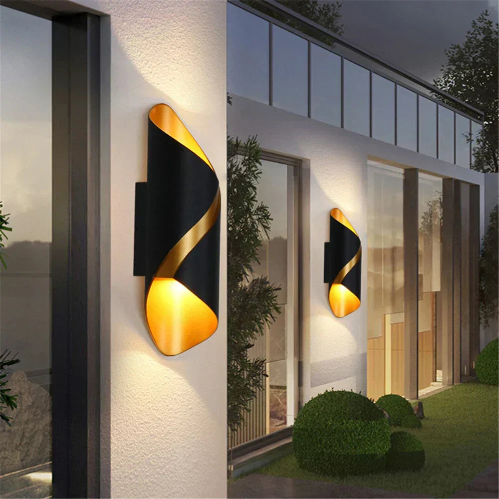 Modern Outdoor Wall Light  Black Gold Spiral Design - Product detail 6
