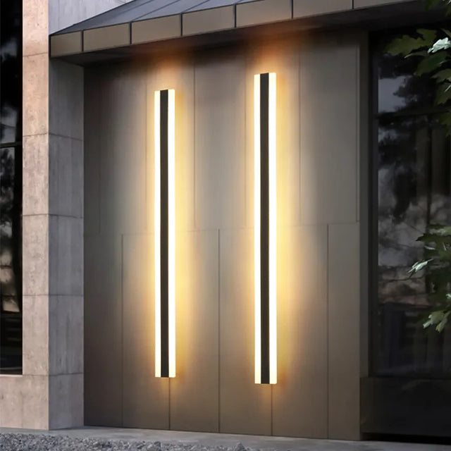 Modern Outdoor Wall Light  Linear LED Sconce Black - Product showcase