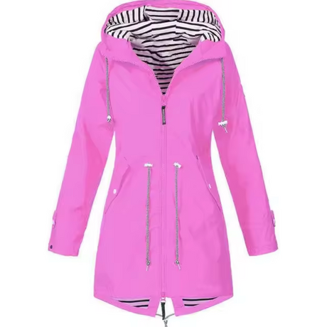 Waterproof Hooded Coat  Black Striped Liner Design - Product example