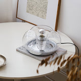 Modern Glass Table Lamp  Wave Design Chrome Base - Product detail 6