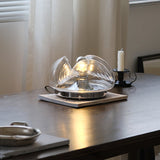 Modern Glass Table Lamp  Wave Design Chrome Base - Product example