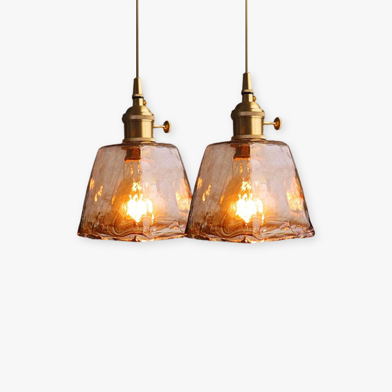 Vintage Glass Pendant Light  Amber Textured Shade - Product detail 9