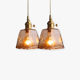 Vintage Glass Pendant Light  Amber Textured Shade - Product detail 9
