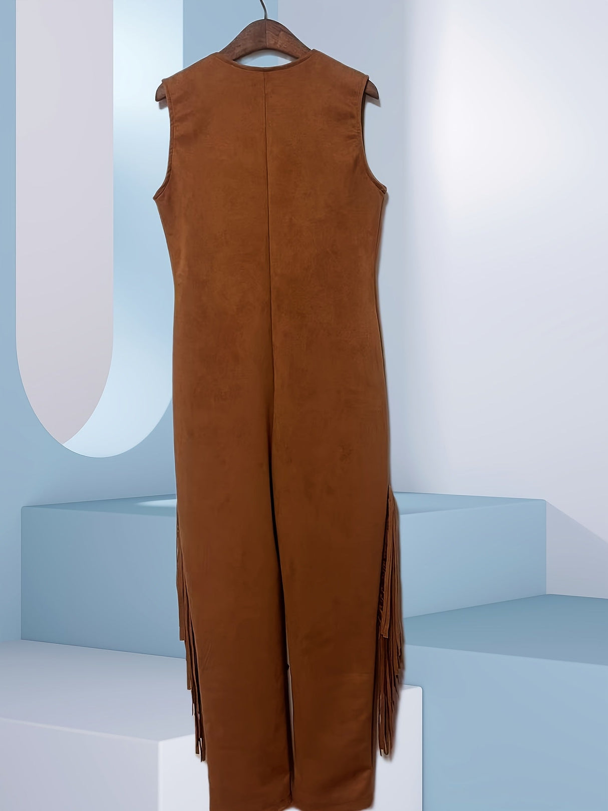 Western Fringe Jumpsuit  Suede-Look Tassel Design - Product example