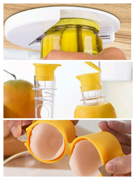 Kitchen Tools Set  Multi-Function Citrus Juicer Egg Cracker  Jar Opener - Product showcase