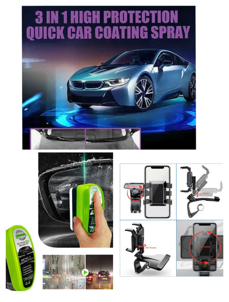 Car Care Kit  3-in-1 Ceramic Coating Glass Polish  Phone Mount - Product showcase