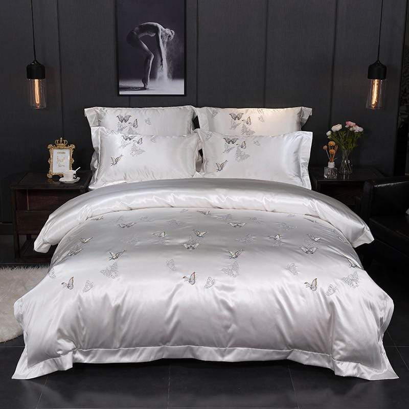 Luxury Butterfly Duvet Set  Egyptian Cotton Satin Blend - Product showcase