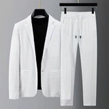 Modern Loungewear Set  Textured Polyester Blazer and Pants - Detailed view