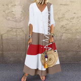 Color Block Maxi Dress  V-Neck Button Front Design - Product detail 6