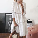 Cotton Lace Summer Dress  Embroidered Floral Eyelet Design - Product detail 7