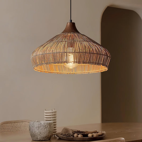 Rattan Pendant Light  Natural Woven Dome Shade - Product example