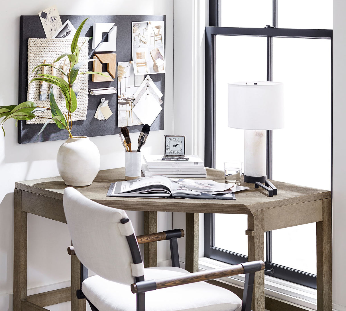 Alabaster Table Lamp  White Marble Base with Linen Shade - Product detail 10