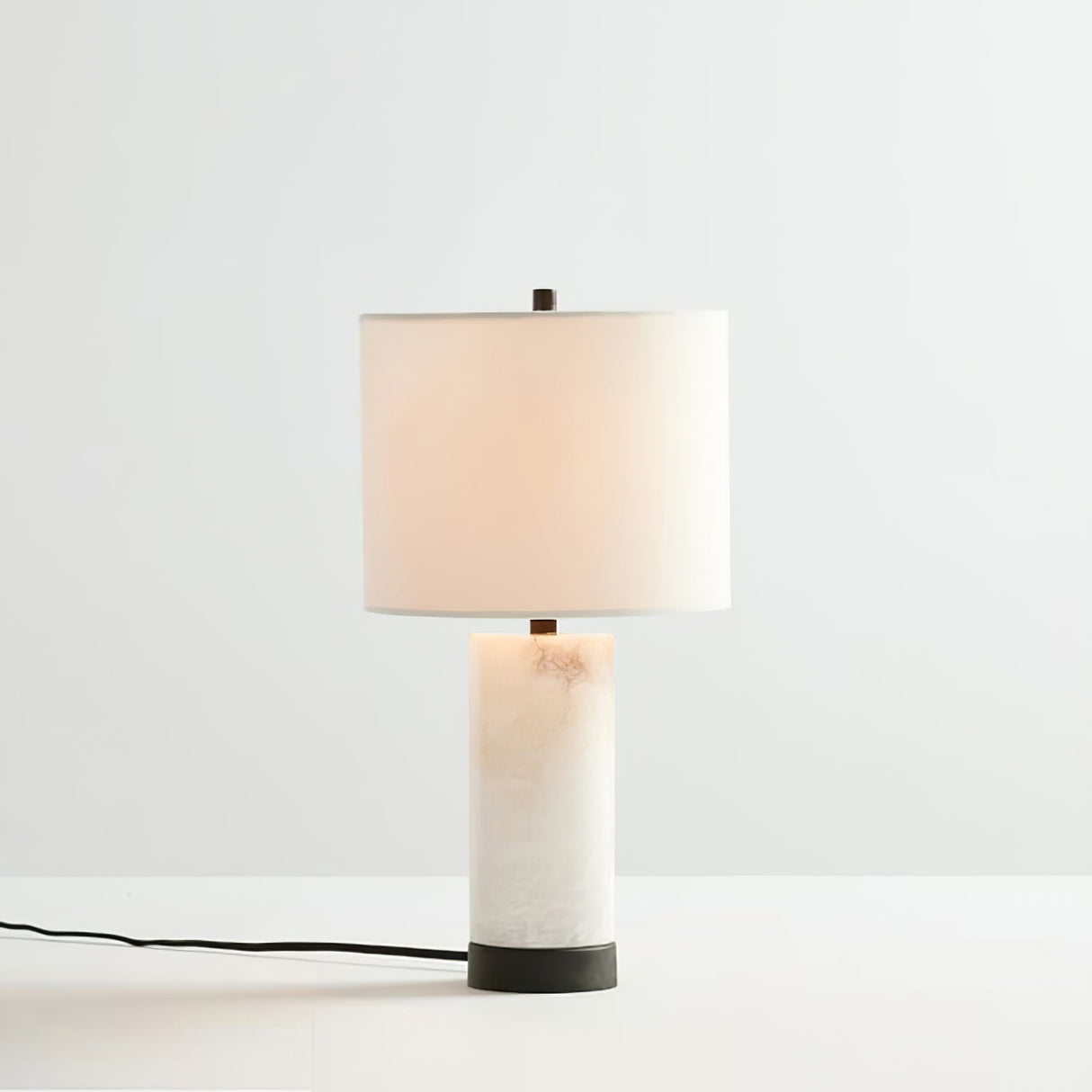 Alabaster Table Lamp  White Marble Base with Linen Shade - Product detail 18