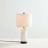 Alabaster Table Lamp  White Marble Base with Linen Shade - Product detail 18