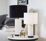 Alabaster Table Lamp  White Marble Base with Linen Shade - Product detail 6