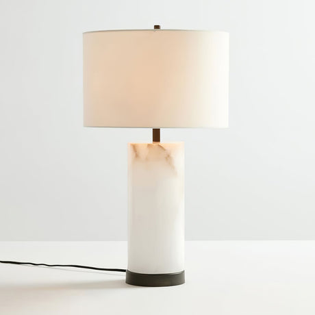 Alabaster Table Lamp  White Marble Base with Linen Shade - Product detail 19