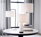 Alabaster Table Lamp  White Marble Base with Linen Shade - Product example