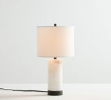 Alabaster Table Lamp  White Marble Base with Linen Shade - Product detail 8