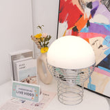 Modern Wire Table Lamp  Chrome Frame White Dome Design - Product example