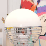 Modern Wire Table Lamp  Chrome Frame White Dome Design - Product detail 7