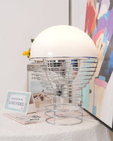Modern Wire Table Lamp  Chrome Frame White Dome Design - Product detail 6