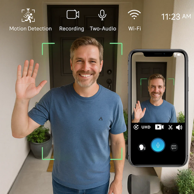 Wireless Video Doorbell Camera  HD Night Vision Motion Detection - Detailed view