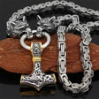 Viking Wolf Head Necklace  Stainless Steel Norse Mjolnir Pendant - Product detail 11