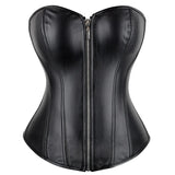 Leather Waist Trainer Corset  Front Zip Overbust Design - Product detail 7
