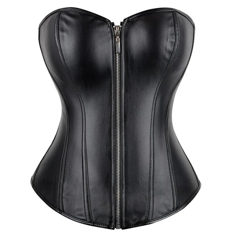 Leather Waist Trainer Corset  Front Zip Overbust Design - Product detail 7