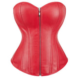 Leather Waist Trainer Corset  Front Zip Overbust Design - Product detail 8