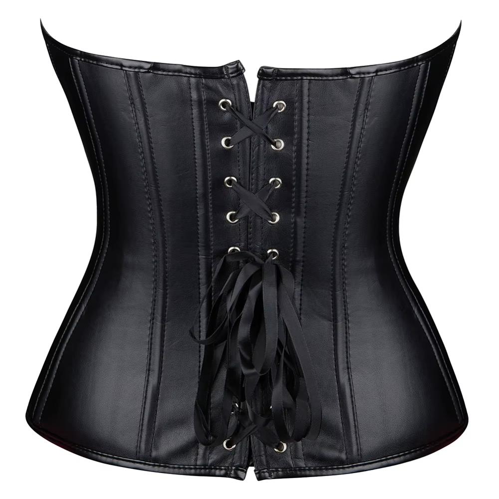 Leather Waist Trainer Corset  Front Zip Overbust Design - Product example