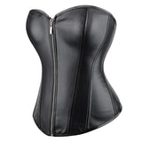 Leather Waist Trainer Corset  Front Zip Overbust Design - Product detail 4