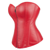 Leather Waist Trainer Corset  Front Zip Overbust Design - Product detail 6