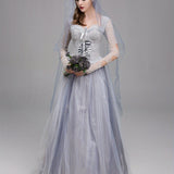 Womens Gothic Corpse Bride Halloween Costume Dress  Lace Maxi Gown - Product showcase