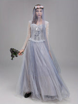 Womens Gothic Corpse Bride Halloween Costume Dress  Lace Maxi Gown - Product example
