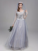 Womens Gothic Corpse Bride Halloween Costume Dress  Lace Maxi Gown - Product detail 4