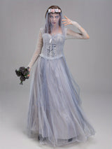 Womens Gothic Corpse Bride Halloween Costume Dress  Lace Maxi Gown - Product detail 5