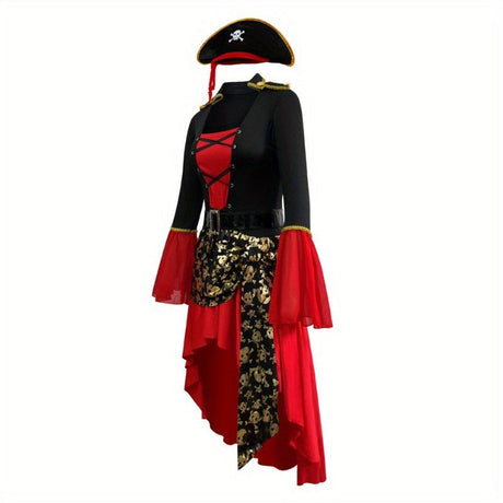 Womens Pirate Costume  Lace-Up Corset Design With Bell Sleeves - Product detail 5