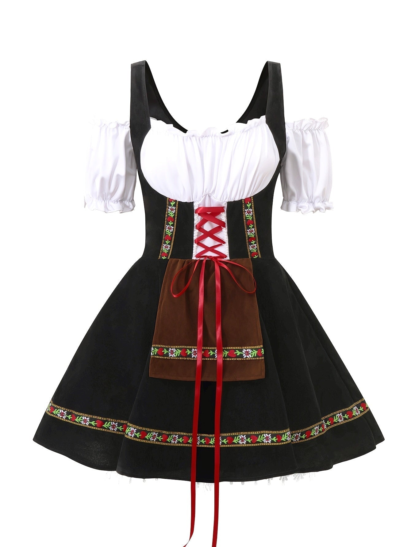 Womens Plus Size Bavarian Halloween Costume Dress  Puff Sleeve Mini Outfit - Product showcase