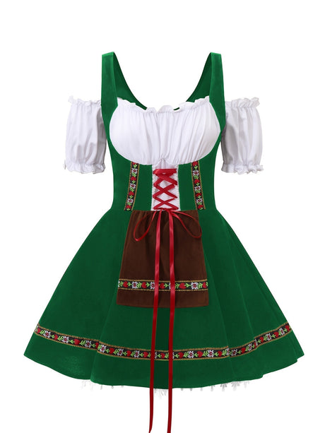 Womens Plus Size Bavarian Halloween Costume Dress  Puff Sleeve Mini Outfit - Product example