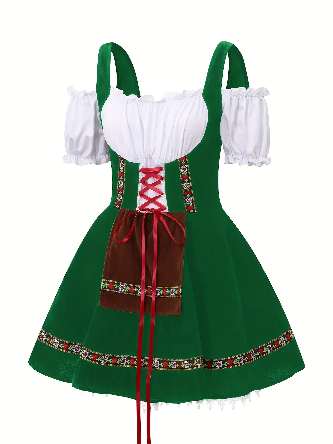 Womens Plus Size Bavarian Halloween Costume Dress  Puff Sleeve Mini Outfit - Product detail 4