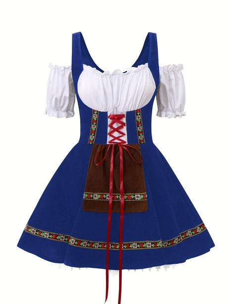 Womens Plus Size Bavarian Halloween Costume Dress  Puff Sleeve Mini Outfit - Product detail 5