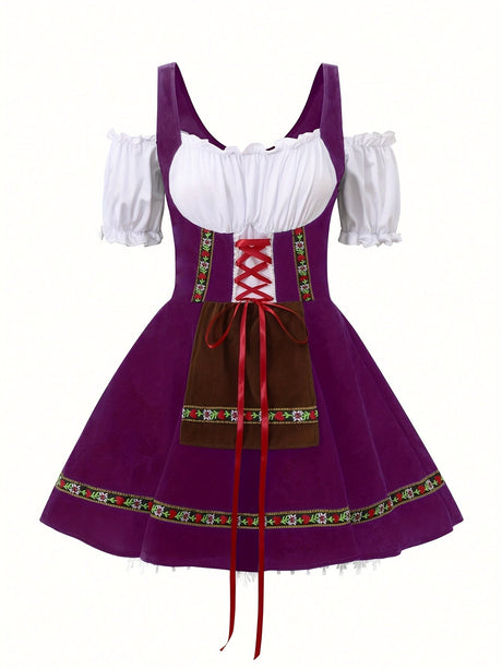 Womens Plus Size Bavarian Halloween Costume Dress  Puff Sleeve Mini Outfit - Product detail 7