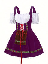 Womens Plus Size Bavarian Halloween Costume Dress  Puff Sleeve Mini Outfit - Product detail 8