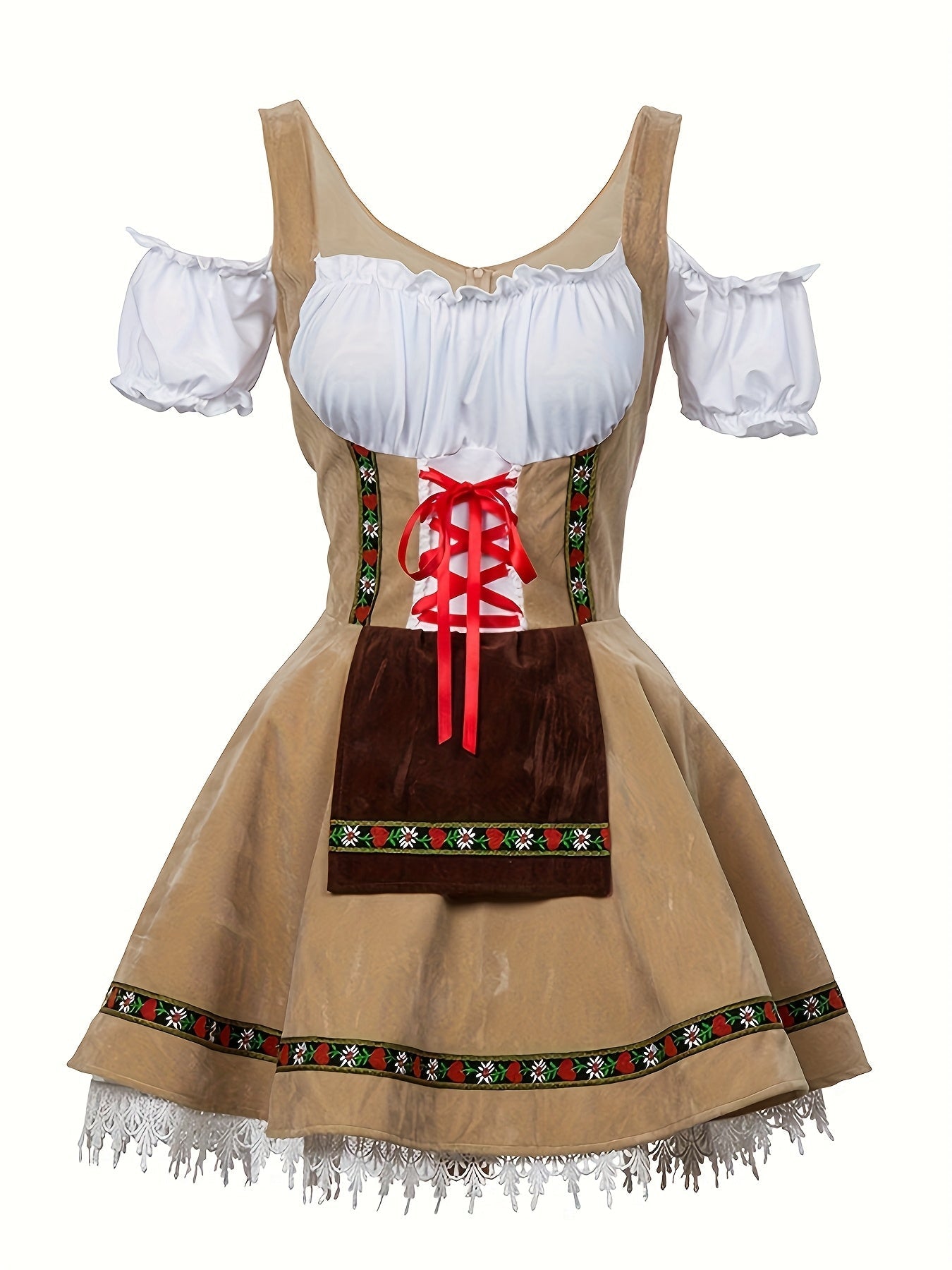 Womens Plus Size Bavarian Halloween Costume Dress  Puff Sleeve Mini Outfit - Product detail 10