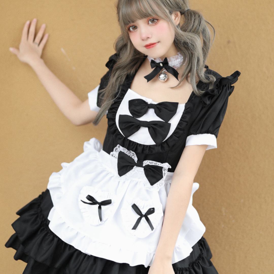 Womens Plus Size Maid Halloween Costume Dress  Ruffle Mini Cosplay Outfit - Product detail 6